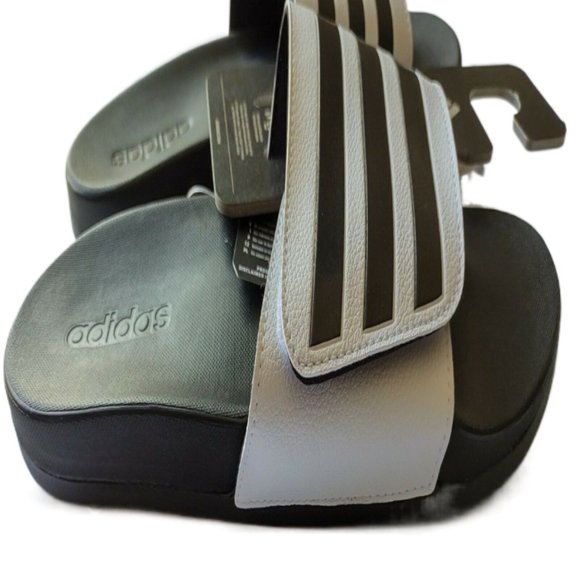Adidas Slides Slipper Sandals Black & White 10M / 11W New NWT - Picture 6 of 10